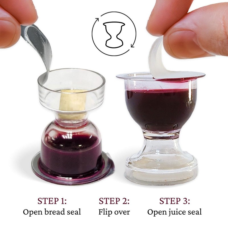 TrueVine Chalice Communion Cups and Wafer Set - Prefilled Cups