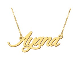 Aoloshow 18k Gold Plated Ayana Name Necklace Womens Nameplate Charm Necklaces Stainless Steel Jewelry for Daughter