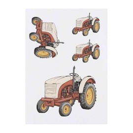 4 x 'Mini Tractor' Temporary Tattoos - Water Resistant, Skin-Safe, Non-Toxic Transfers, Mixed Sizes (TO00075602)