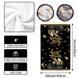 Happy New Year Kitchen Towels Black Gold Gnome New Years Eve Dish Towels New Year 2025 Decor Happy New Year Party Decorations for Home Party