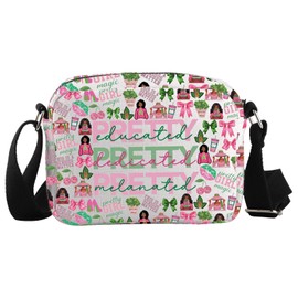 WCGXKO Pretty Educated Dedicated Melanated Crossbody Bag Pink and Green Sorority Sisterhood Gift Greek Gift (Pretty Cro-s)