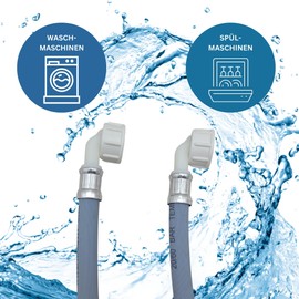 Lichtblau Inlet Hose, Water Hose, Washing Machine, Dishwasher, Dishwasher 2959 Connection 3/4 Inch Angle / Angle with Seal Water Inlet Hose, Size: 1.5 m