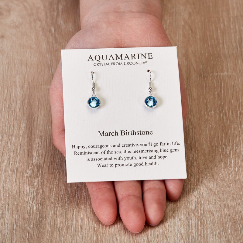 Philip Jones March Birthstone Drop Earrings Created with Aquamarine Zircondia®