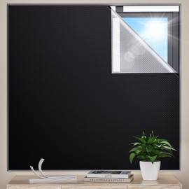 TRYAST Portable Blackout Curtains for Bedroom 36" x 30", 100% Blackout Shades, No Drill Black Out Window Cover with Hook and Loop Tape, Temporary Window Blinds for Home Nursery Dorm Travel (Black)