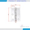 Infinity Decor Pair of 3 Inch (75mm) Steel Butt Hinges