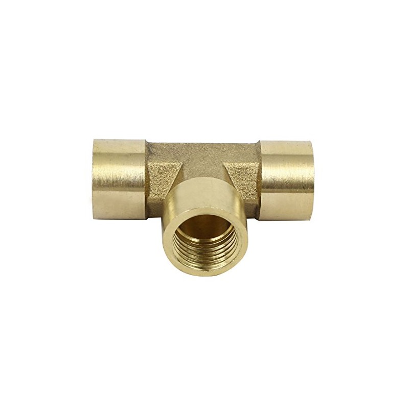 Sourcingmap 1/4BSP Female Thread Brass T Shape Tube Pipe Connecting