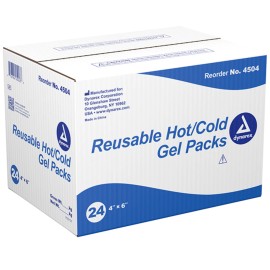 Dynarex Hot/Cold Reusable Gel Ice Packs for Home & Schools, 4" x 6" - Case of 24