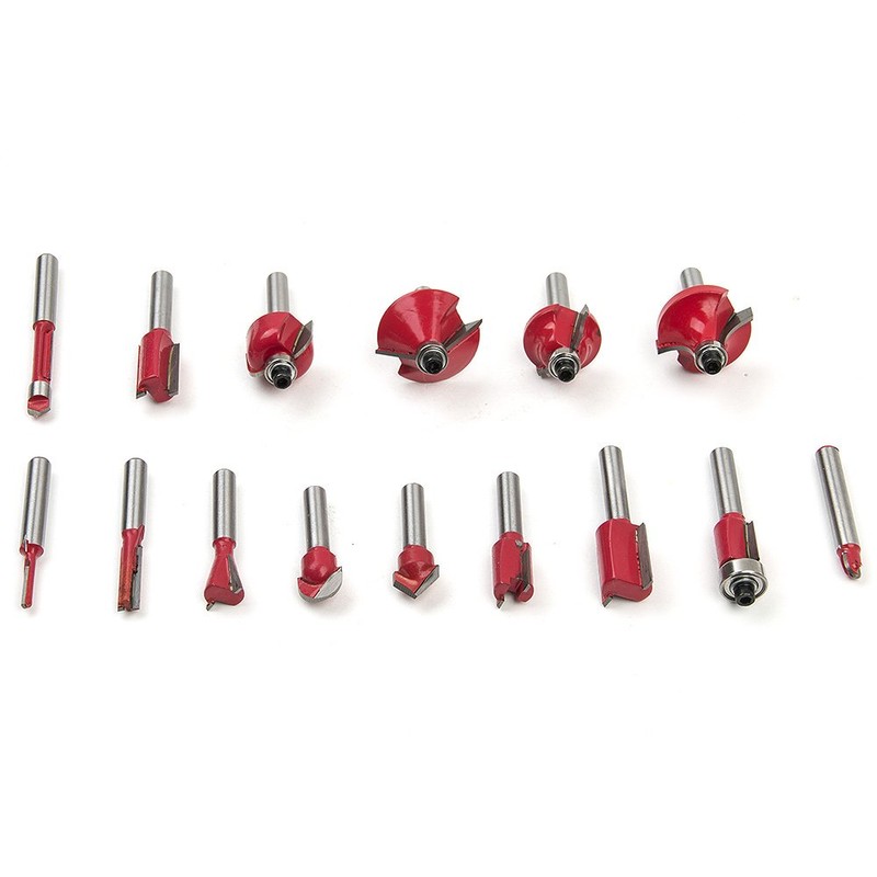 Malayas 15pcs Router Set 1/4" Shank Tungsten Carbide Milling Cutter