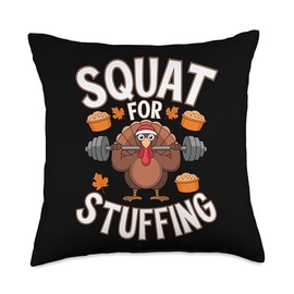 Squat For Stuffing Thanksgiving Gym Throw Pillow