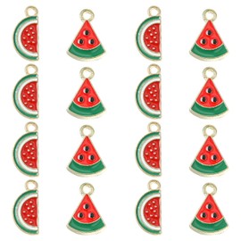 DanLingJewelry 20pcs Alloy Enamel Pendants Watermelon Slice Charms Fruit Watermelon Charms for DIY Bracelet Earrings Jewelry Making