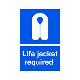 Life jacket required - safety sign, ppe clothing, ppe, boat safety - 3mm Aluminum Dibond for indoor/outdoor usage (400mm x 300mm) 14m Viewing Distance.
