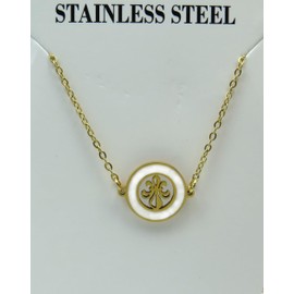 Handmade Necklace with Fleur de Lis Laser Cut Charm Pendant on 17 Inch Stainless Steel Gold Plated Chain with 2 Inch extension and Lobster Claw Clasp