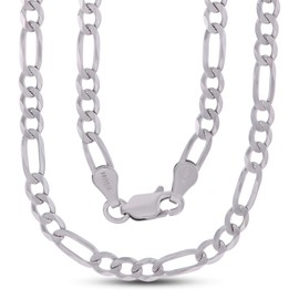 Solid 925 Sterling Silver 3.50mm Figaro Chain for Men with Lobster Claw Clasp | 22" Necklace | 925 Curb Necklace For Men and Women