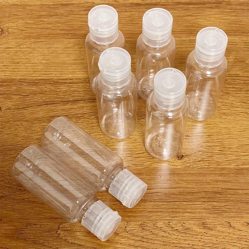 QIRUIRED 5 Pieces Flip Cap Bottles Plastic Empty Transparent Containers