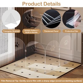 Acrylic Dog Gate Thickened Clear Pet Fence Foldable Freestanding Indoor Barrier for Puppies, Kittens (4 Panels - 80''W x 24''H)