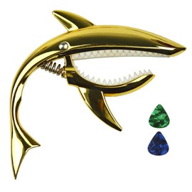 Imelod Zinc Alloy Guitar Capo Shark Capo for Acoustic and Electric Guitar with Good Hand Feeling, No Fret Buzz and Durable(Gold)