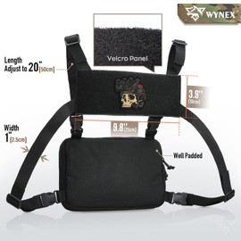 WYNEX Laser Cut Design Tactical Chest Bag, Molle Chest Bag, Utility Recon Kit Bag, Tactical Combat Chest Pack, Airsoft Front Chest Pocket with Patch, black