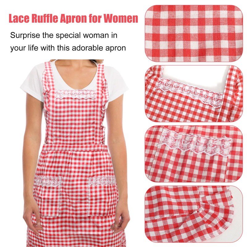 YGKYMVW Kitchen Apron, Cotton Apron Floral Pattern Apron with 2