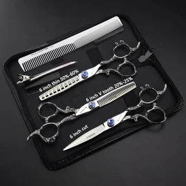 sharonds 6 inch/7 Inch Hair Scissors, Blue Gem Hair Scissors, High-End Salon 440C Steel Barber Scissors (6 Inches, Pack of 3)