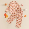 Fsadfeas Kids Girls Pajamas Baby Short/Long Sleeve Pumpkin&Turkey Print Button