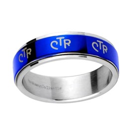 One Moment In Time J38C Size 8.5 Blue Spinner Ring Mormon LDS CTR