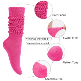 KEREDA Slouch Socks Women 1 Pair Knee High Scrunch Boot Socks for Women Size 6-11 Rose Red
