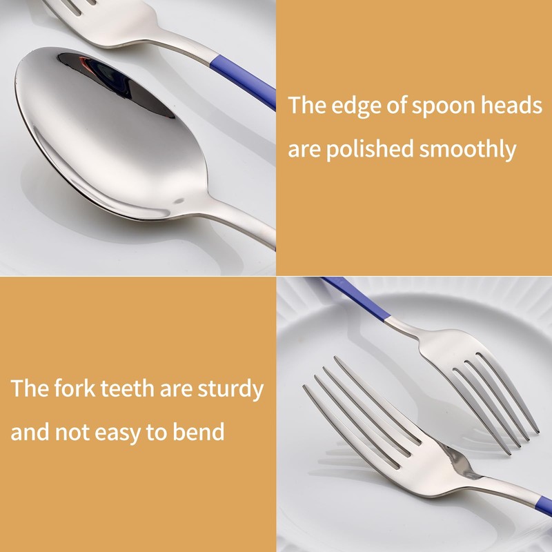 LKTDYMEG 20-Piece Blue Silverware Set 18/0 Stainless Steel Silverware Set
