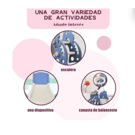 Genérico Tobogán Resbaladilla Infantil Plegable con Canasta de Baloncesto, Diseño Seguro y Colorido para Niños, Ideal para Juego en Interior o Exterio