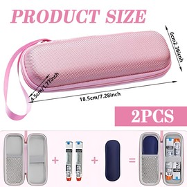 BIKPRST Zahnbürste Reiseetui,Reise Etui Für Elektrische Zahnbürste Serie, Tragbare Reisezahnbürste Ersatz, Travel Essentials Mit Zubehör Aufbewahrung (Rosa+Blau)