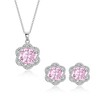 EleQueen Women's Silver Tone CZ Round Pink Crystal Flower Floar