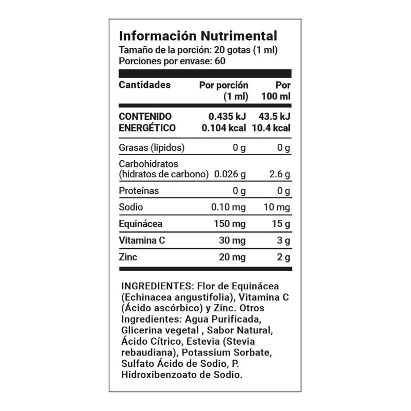 Zinc Liquido Tomas Vitamina Echinacea Sabor Naranja Life