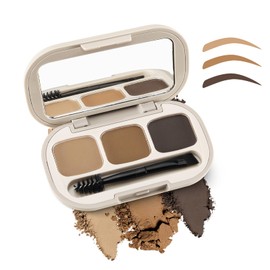 AFGHOUZ 3 Colors Eyebrow Powder Set, Brow Powder Makeup Palette, Defining and Sculpting Brows, Waterproof Eye Contour Kit with Brush Applicator
