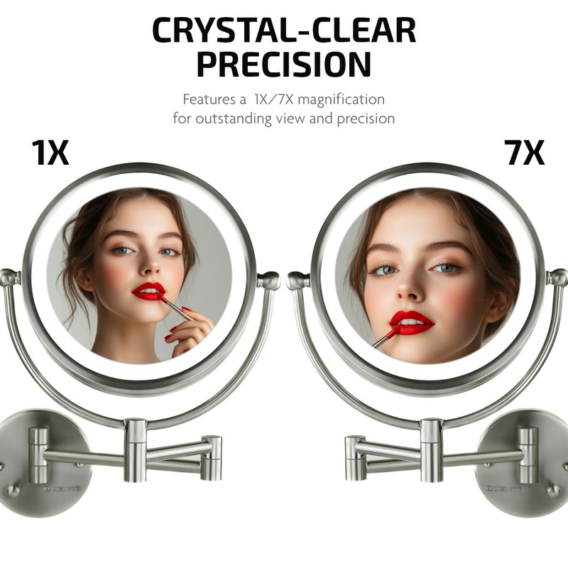 OVENTE Wall Mounted Lighted Makeup Vanity Mirror, 9" Hard Wired