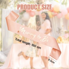 Bliceon Mummy to Be Sash - White Foil Satin Baby Shower Sash, Party Favor for Expecting Moms - Baby Party Celebration Supplies