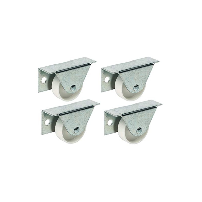 4 x Fixed Single Wheel Castors Without Brake Ø 35