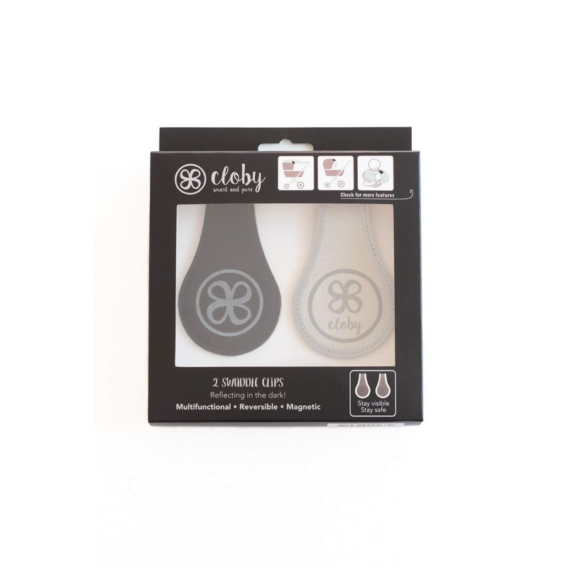 Cloby CBY-CRF1-BLA Magnetic Clips Set of 2 Reflective Canvas Black/Grey