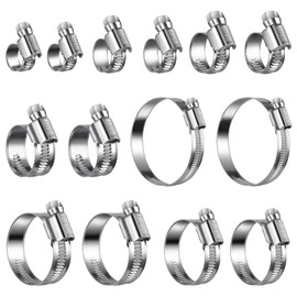 Steelsoft Heavy Duty Hose Clamp Assortment Kit 5/16-2 3/4"(8-70mm),SAE Standard, All 5/16"HEX, 304 Stainless Steel Hose Clamps for Fuel Line,Automotive,Garden