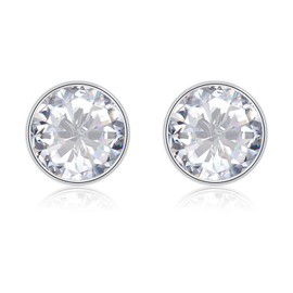 Glintara Women's Stud Earrings 925 Silver, Classic Earrings for Girls, Round Earrings Stud Set with Zirconia 4/5/6 mm, Sleeping Cartilage Stud Earrings, Hypoallergenic Earrings with Gift Box, Sterling