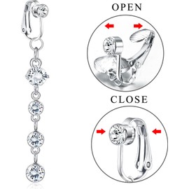 Cristina Fake Belly Ring Fake Belly Piercing for Women Clip On Belly Piercing Fake Belly Button Piercing Fake Navel Ring Non Piercing E
