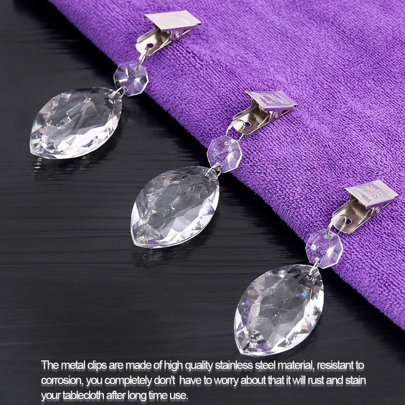 Keadic 10 x Professional Tablecloth Weights Crystal Teardrop Prisms Pendants