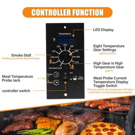 Digital Pro Controller for Traeger Wood Pellet Grills, Replacement Parts Kit BAC365 Thermostat Control Panel with 2PC Waterproof Meat Probe and 7" RTD Temperature Sensor Smoker Accessories