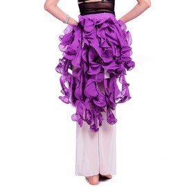 Women Dance Rhinestone Skirts Belly Dance Hip Scarf Ballet Skating Tutu Chiffon Cheer Squad Dancing for School Events Dark Purple
