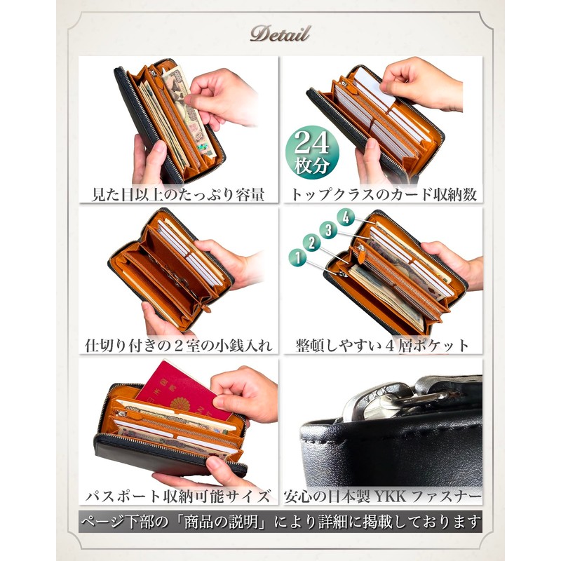 Eredita Men's Long Wallet, Large Capacity, Full Grain Leather, green