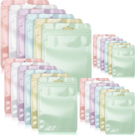 Zonon 120 Pcs Resealable Bag for Small Business 3" x 4", 4" x 6", 5" x 8", 6" x 9" Sealable Bag for Packaging Cute Plastic Pouch with Clear Window for Food Storage Party Favors Gifts (Pastel Color)