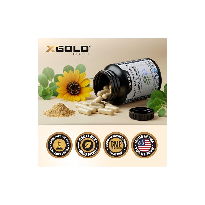 Gold Health Fosfatidilserina Bacopa 120 Cápsulas Memoria Concentración Vegano Hecho