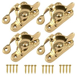 TERF® Heavy Duty Polished Brass Sash Window Fitch Fastener With Fixing Screws For Wood Aluminium UPVC Vinyl Frames - Pack of 4