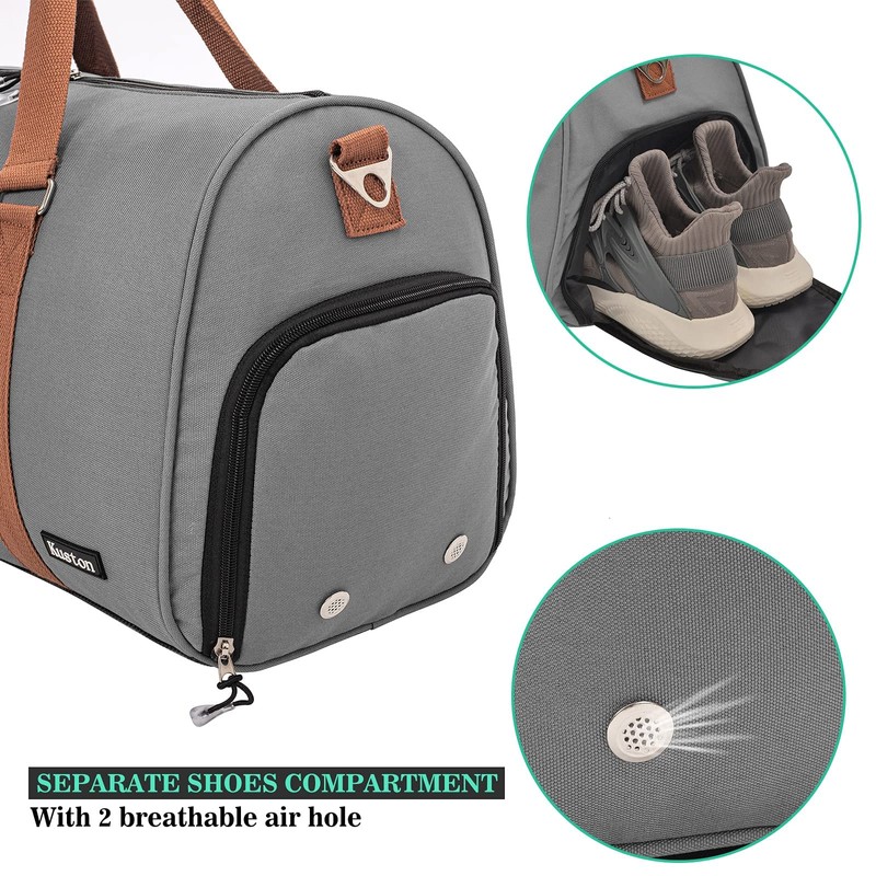 Kuston Sports Gym Bag with Shoe Compartment&Wet Pocket,Travel Duffel bag,Weekend