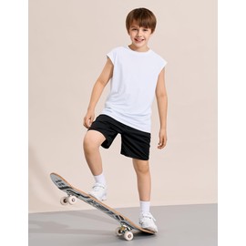 Somaibo 3 Packs Boys Athletic Tank Tops Breathable Mesh Undershirts Quick Dry Sleeveless Muscle T-Shirts for Kids White/Black/Grey 11-12 Years