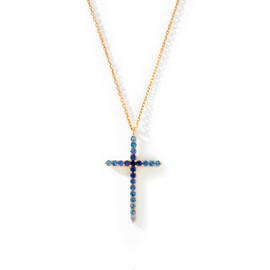 STORYJEWELLERY Large Cross Necklace for Women, 18K Gold Plated Statement Necklace, Sterling Silver Pendant Jewelry with Cubic Zirconia Charm, Christian Jewelry, Easter Gifts for Women, Baptism Gifts