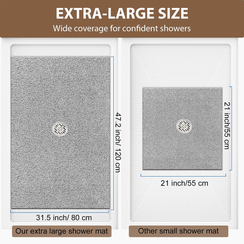 Extra Large Non Slip Shower Mat: 47.2x31.5 inch Loofah Shower
